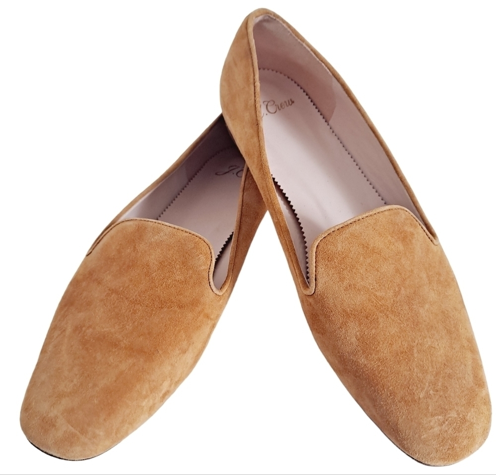 SOLD J. Crew women's Suede Smoking slip on camel tan loafer shoes size 8 - Picture 15 of 15
